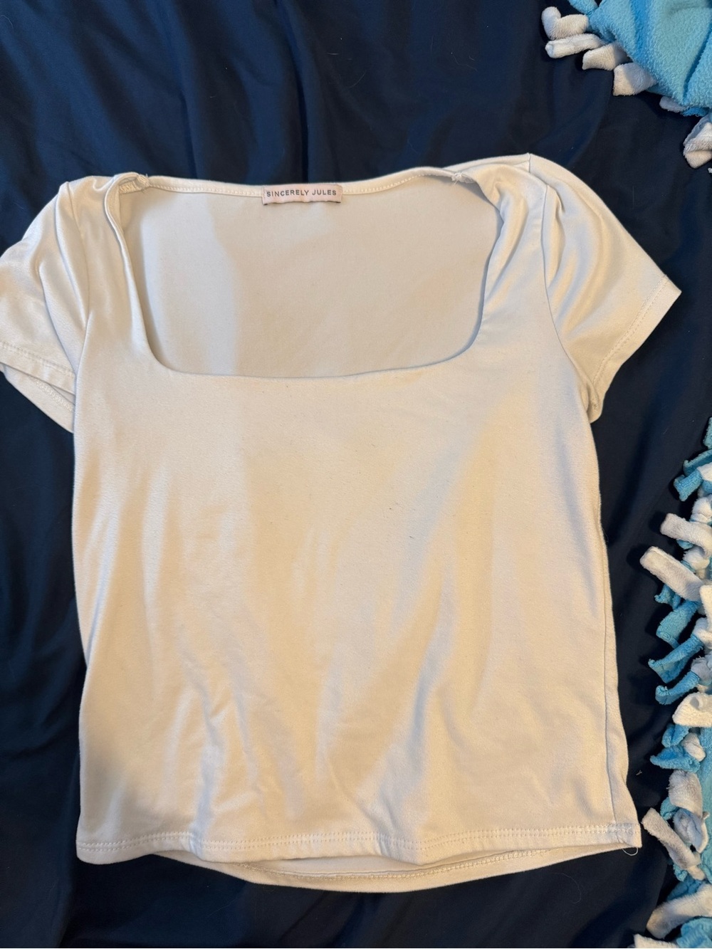 Sincerly Jules Cream Square Neck Short Sleeve Tee